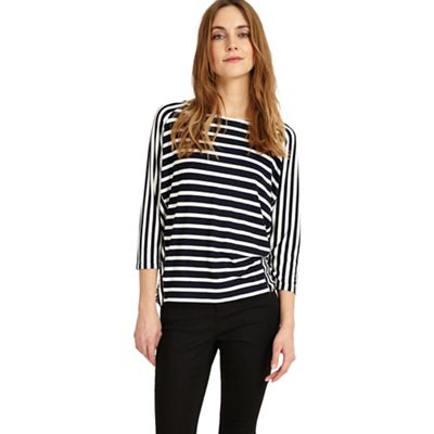 Navy and white carris stripe top